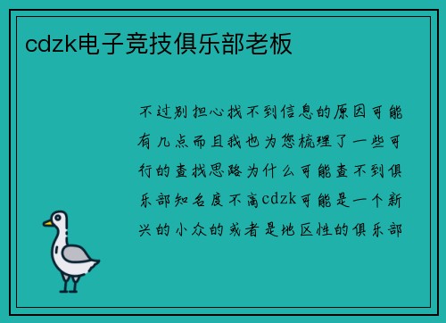 cdzk电子竞技俱乐部老板